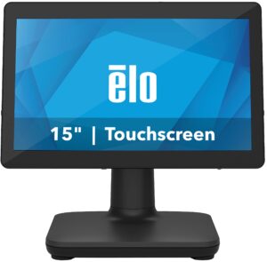 elo elopos 15" point of sale system, 15-inch touchscreen with i5, win 10, 8gb ram, 128gb ssd, and stand with connection hub