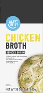 amazon brand - happy belly reduced sodium chicken broth, 2 pound (pack of 1)