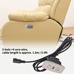 Electric Recliner Chair Sofa Replacement Button,Electric Recliner Push Rod Motor Telescopic Lifting Line Controller LED Backlight USB Socket, Mobile Phone Charging Straight 5V