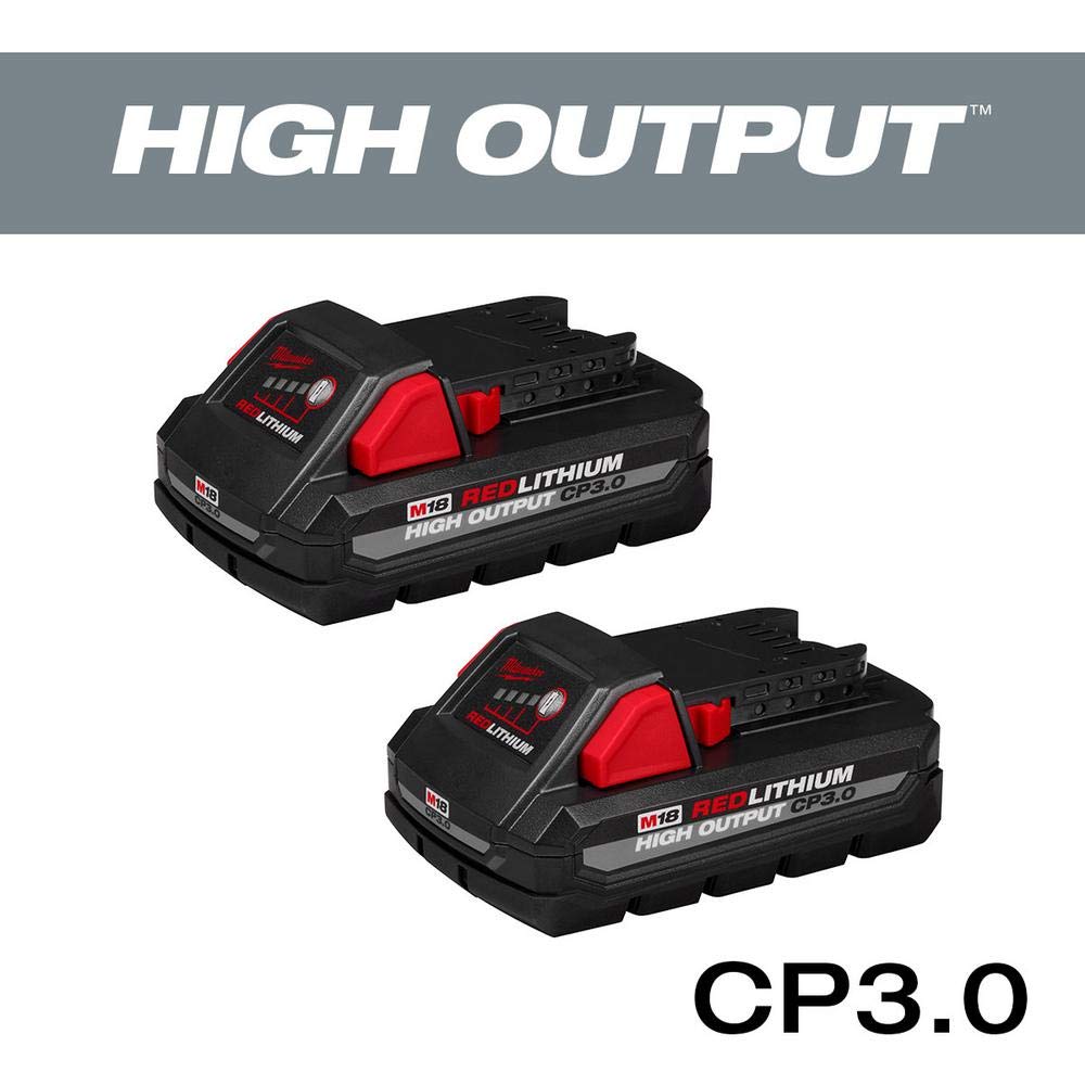 Milwaukee 48-11-1837 M18 18 Volt High Output CP 3.0 Ah Lithium-Ion Slide Battery, 2 Pack (Non-Retail Packaging)