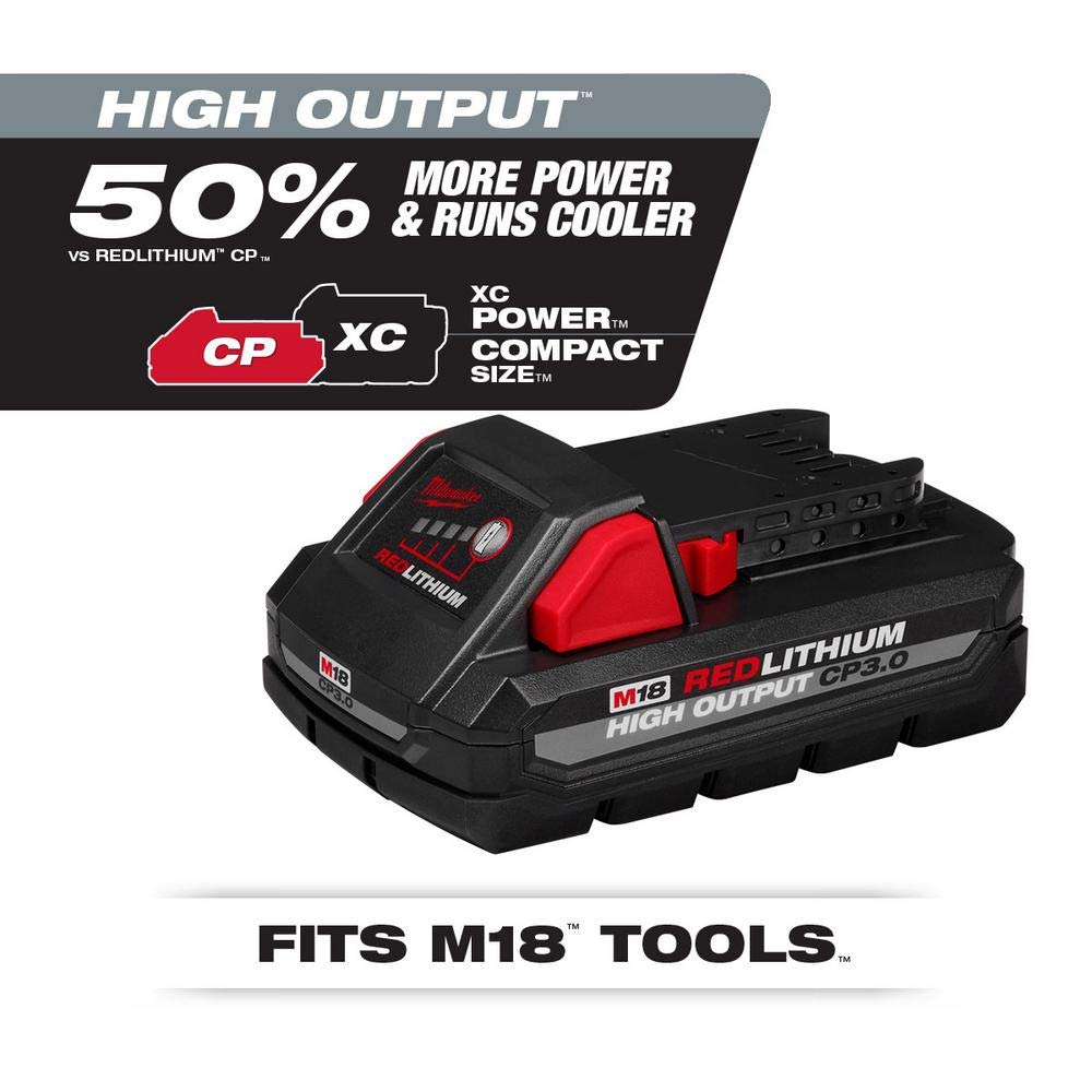 Milwaukee 48-11-1837 M18 18 Volt High Output CP 3.0 Ah Lithium-Ion Slide Battery, 2 Pack (Non-Retail Packaging)