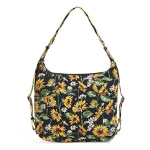 vera bradley women's cotton convertible backpack shoulder bag, sunflowers - recycled cotton, one size