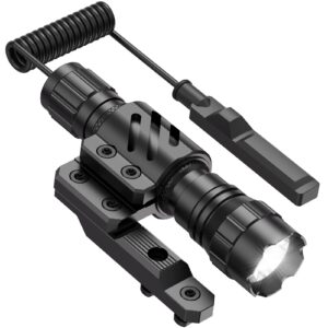 feyachi fl14-mb tactical flashlight 1200 lumen matte black led light with flashlight mount and pressure switch included