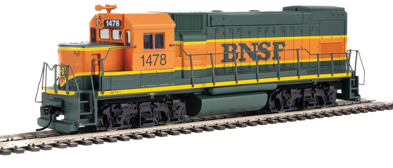 Walthers Trainline HO Scale Model EMD GP15-1 - Standard DC - BNSF Railway (Green, Orange, Yellow), Unisex Children