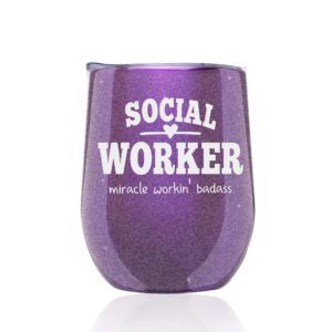 funny social work worker coffee mug birthday wine glass tumbler with lid gifts for women stainless steel 0249