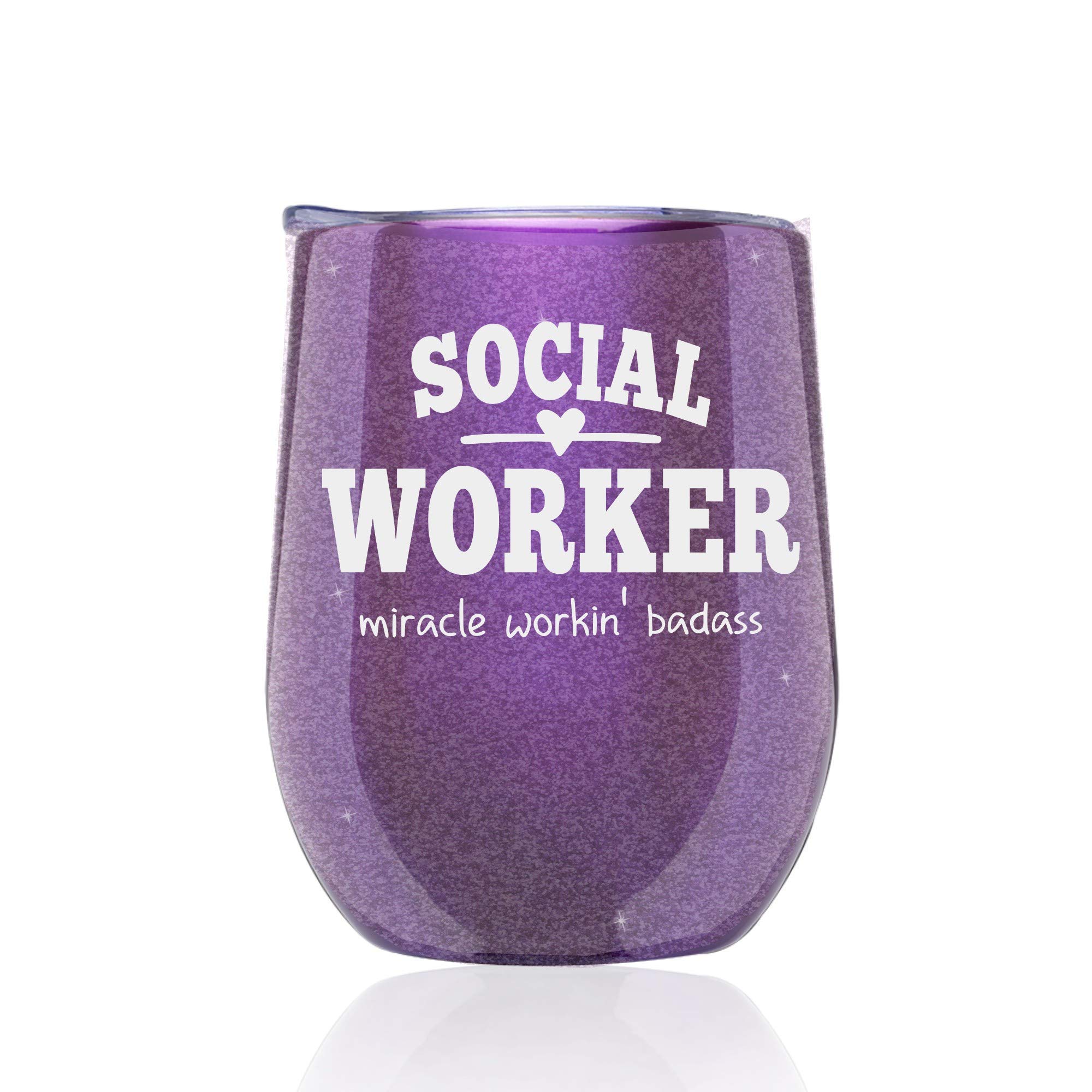 Funny Social Work Worker Coffee Mug Birthday Wine Glass Tumbler with lid Gifts for Women Stainless Steel 0249