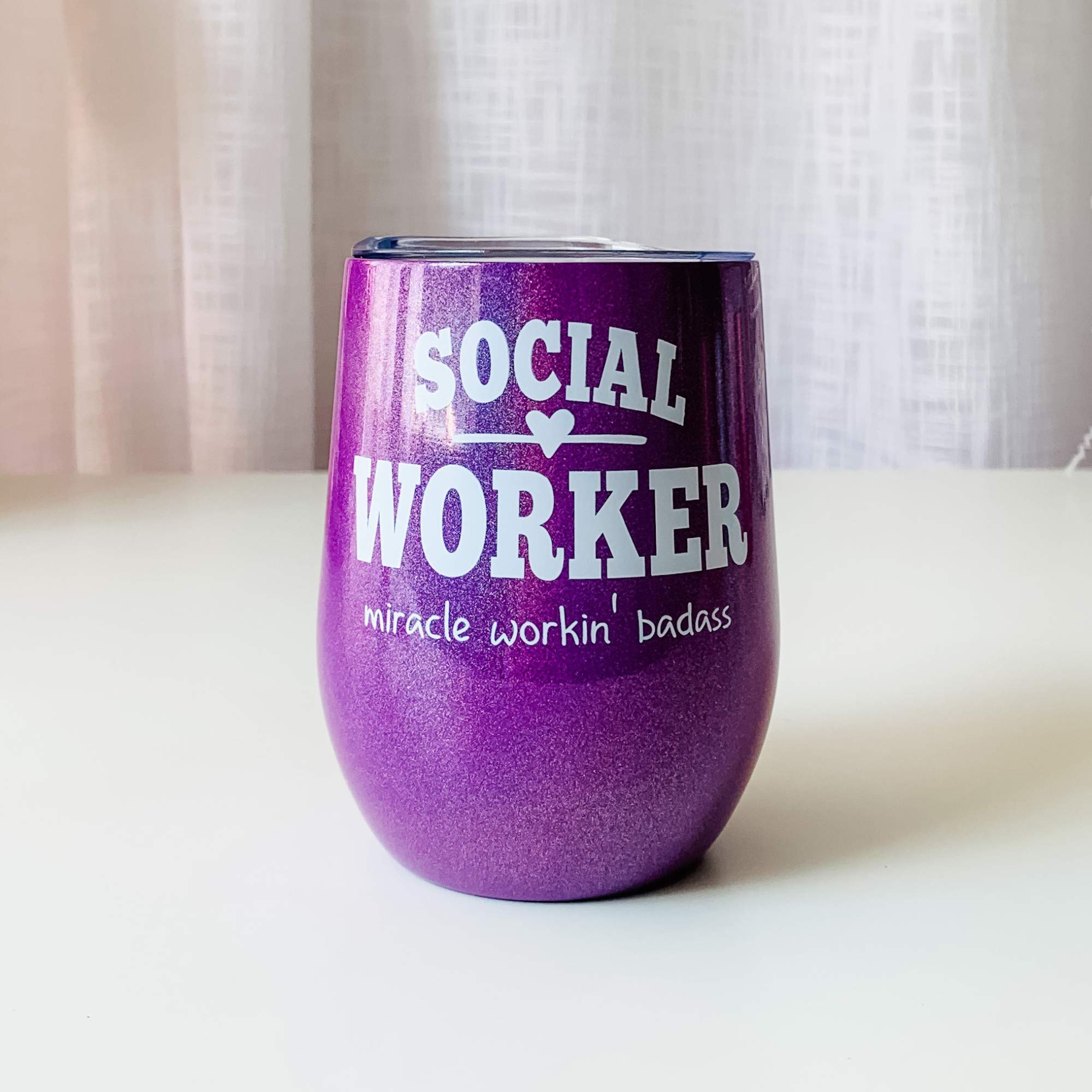 Funny Social Work Worker Coffee Mug Birthday Wine Glass Tumbler with lid Gifts for Women Stainless Steel 0249