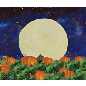 Funnytree 7x5FT Halloween Pumpkin Field Photography Backdrop for Kids Birthday Party Banner Starry Sky Night Moon Background Photo Booth