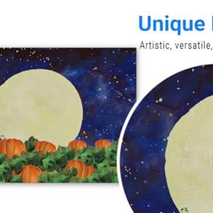 Funnytree 7x5FT Halloween Pumpkin Field Photography Backdrop for Kids Birthday Party Banner Starry Sky Night Moon Background Photo Booth