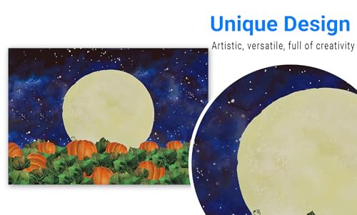 Funnytree 7x5FT Halloween Pumpkin Field Photography Backdrop for Kids Birthday Party Banner Starry Sky Night Moon Background Photo Booth