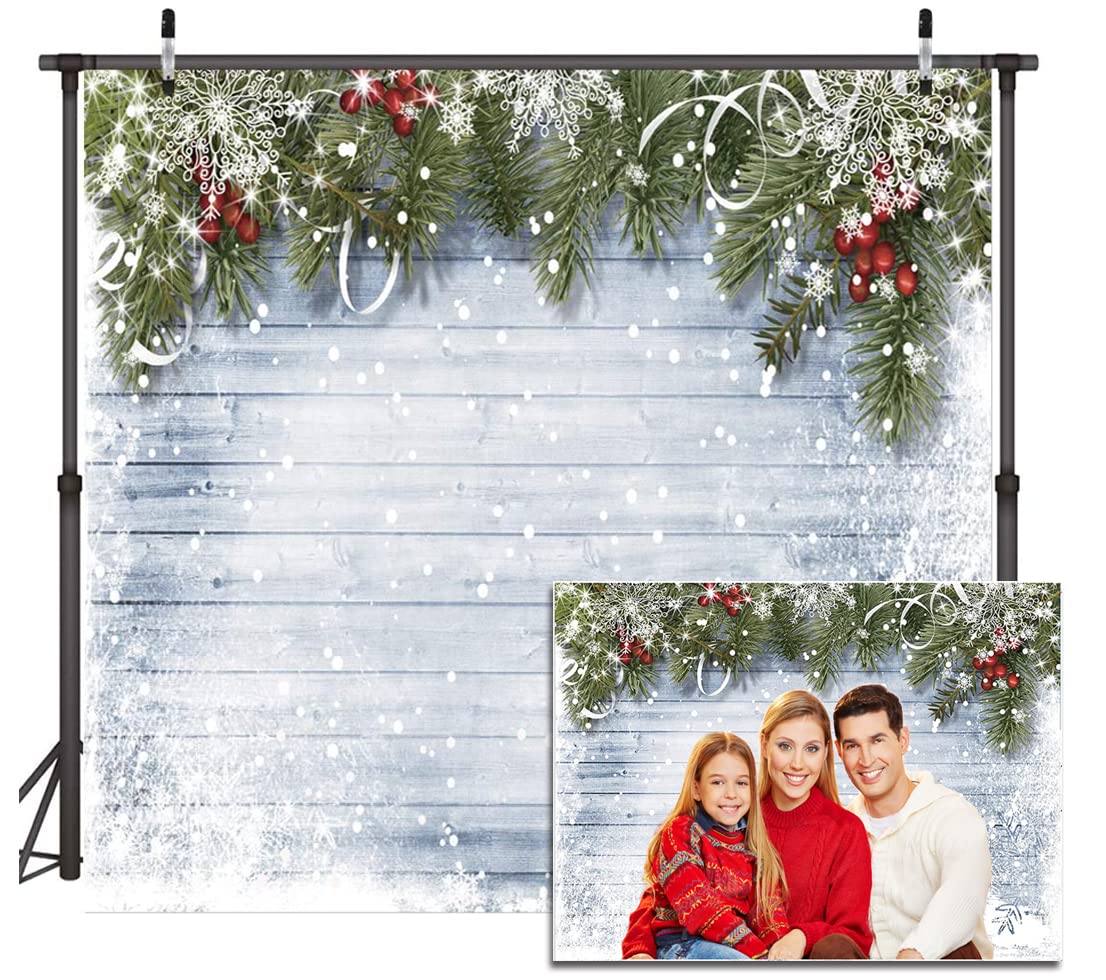 Dudaacvt 10x10ft Christmas Photography Backdrops Wooden Wall White Snow Backdrop Christmas Decoration Backdrops D219