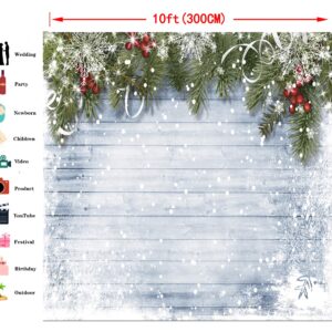 Dudaacvt 10x10ft Christmas Photography Backdrops Wooden Wall White Snow Backdrop Christmas Decoration Backdrops D219