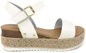 soda clip top shoe women's open toe ankle strap espadrille sandal (7.5 m us, white new)