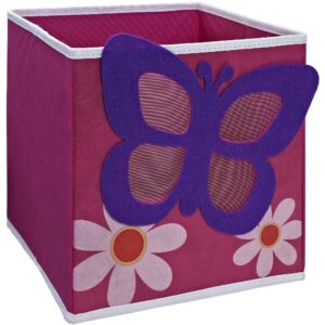 systembuild children's playroom kids toys organizing 11" x 11" character fabric drawer/storage bin (butterfly)