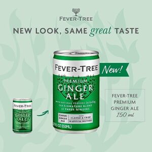 Fever Tree Ginger Ale - Premium Quality Mixer - Refreshing Beverage for Cocktails & Mocktails. Naturally Sourced Ingredients, No Artificial Sweeteners or Colors - 150 ML Cans - Pack of 24