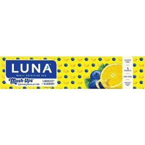 LUNA Mash-Ups - LemonZest + Blueberry Flavor - Gluten-Free - Non-GMO - 7-9g Protein - Made with Organic Oats - Low Glycemic - Whole Nutrition Snack Bars - 1.69 oz. (15 Count)