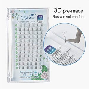 3D Russian Volume Lash Premade Fan Eyelash Long Stem Clustered Eyelash Extensions C Curl 0.07mm Thickness 11mm Length