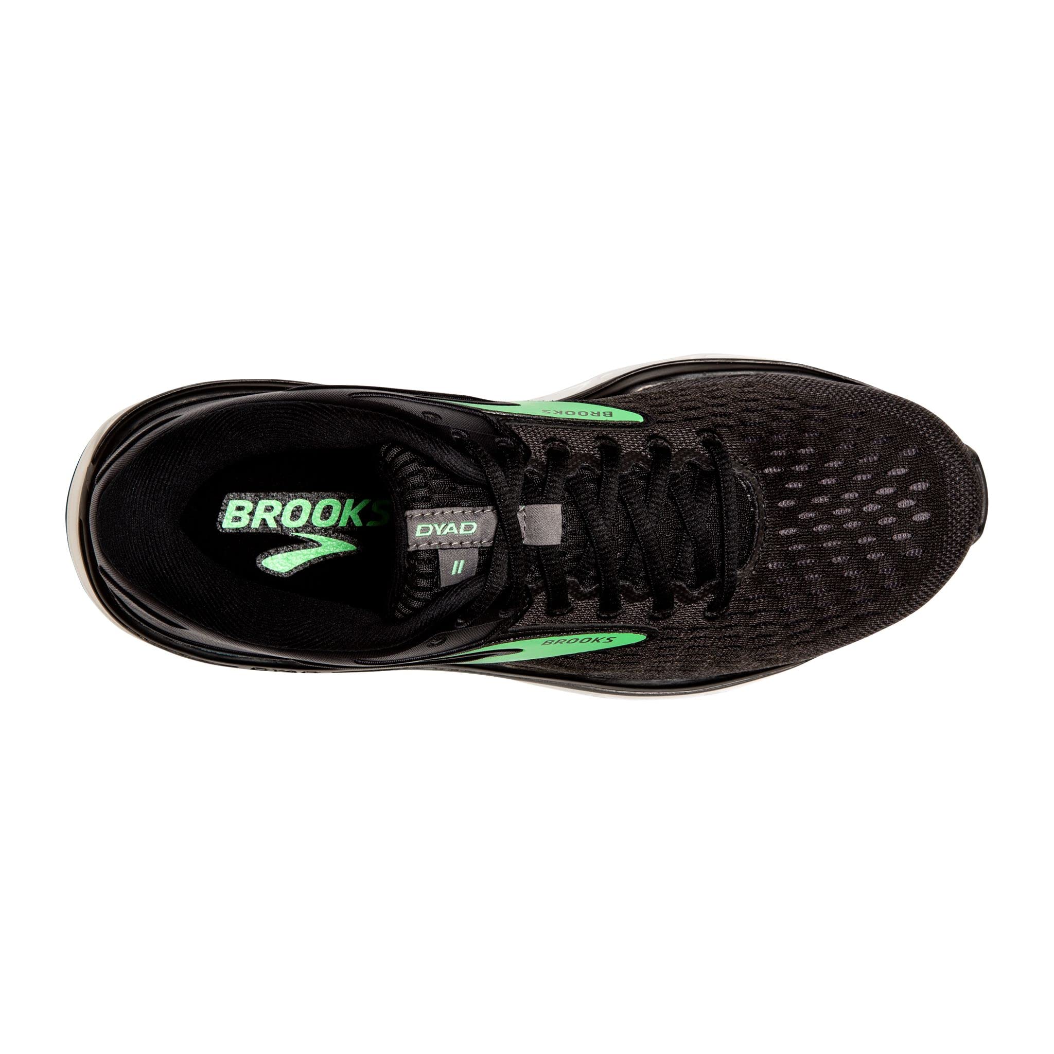 Brooks Women's Dyad 11 Running Shoe - Black/Ebony/Green - 10.5 X-Wide