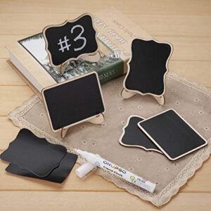 ONUPGO Mini Chalkboard Signs, 20 Pack Small Wooden Chalkboard Labels with Easels Stand, Place Cards, Food Signs, Blackboards for Table Numbers, Weddings Signs, Party Decoration