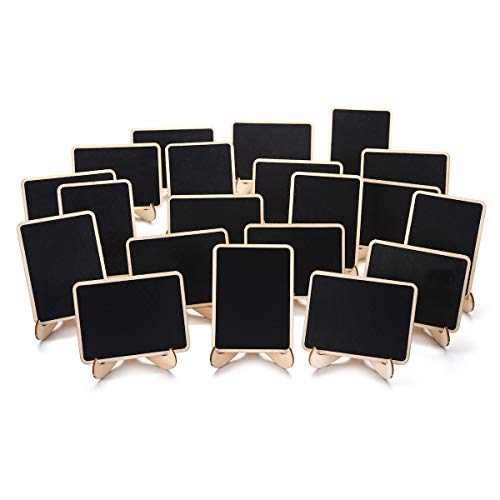 ONUPGO Mini Chalkboard Signs, 20 Pack Small Wooden Chalkboard Labels with Easels Stand, Place Cards, Food Signs, Blackboards for Table Numbers, Weddings Signs, Party Decoration