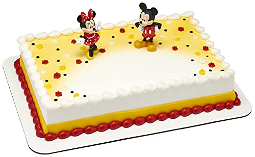 DecoSet® Disney Mickey Mouse and Minnie Mouse Cake Topper, 2-Piece Topper Set, Durable Food-Safe Plastic