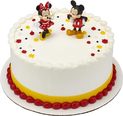 DecoSet® Disney Mickey Mouse and Minnie Mouse Cake Topper, 2-Piece Topper Set, Durable Food-Safe Plastic