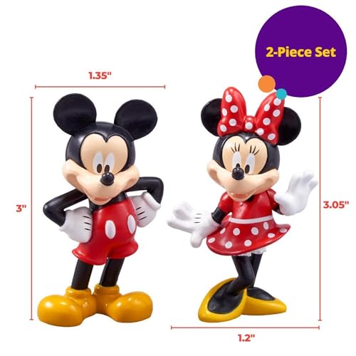 DecoSet® Disney Mickey Mouse and Minnie Mouse Cake Topper, 2-Piece Topper Set, Durable Food-Safe Plastic