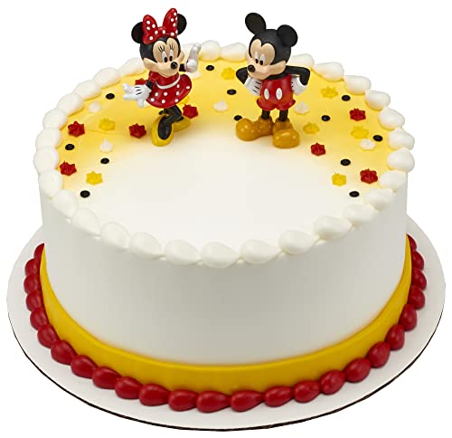 DecoSet® Disney Mickey Mouse and Minnie Mouse Cake Topper, 2-Piece Topper Set, Durable Food-Safe Plastic