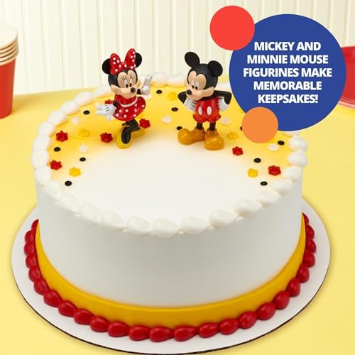 DecoSet® Disney Mickey Mouse and Minnie Mouse Cake Topper, 2-Piece Topper Set, Durable Food-Safe Plastic