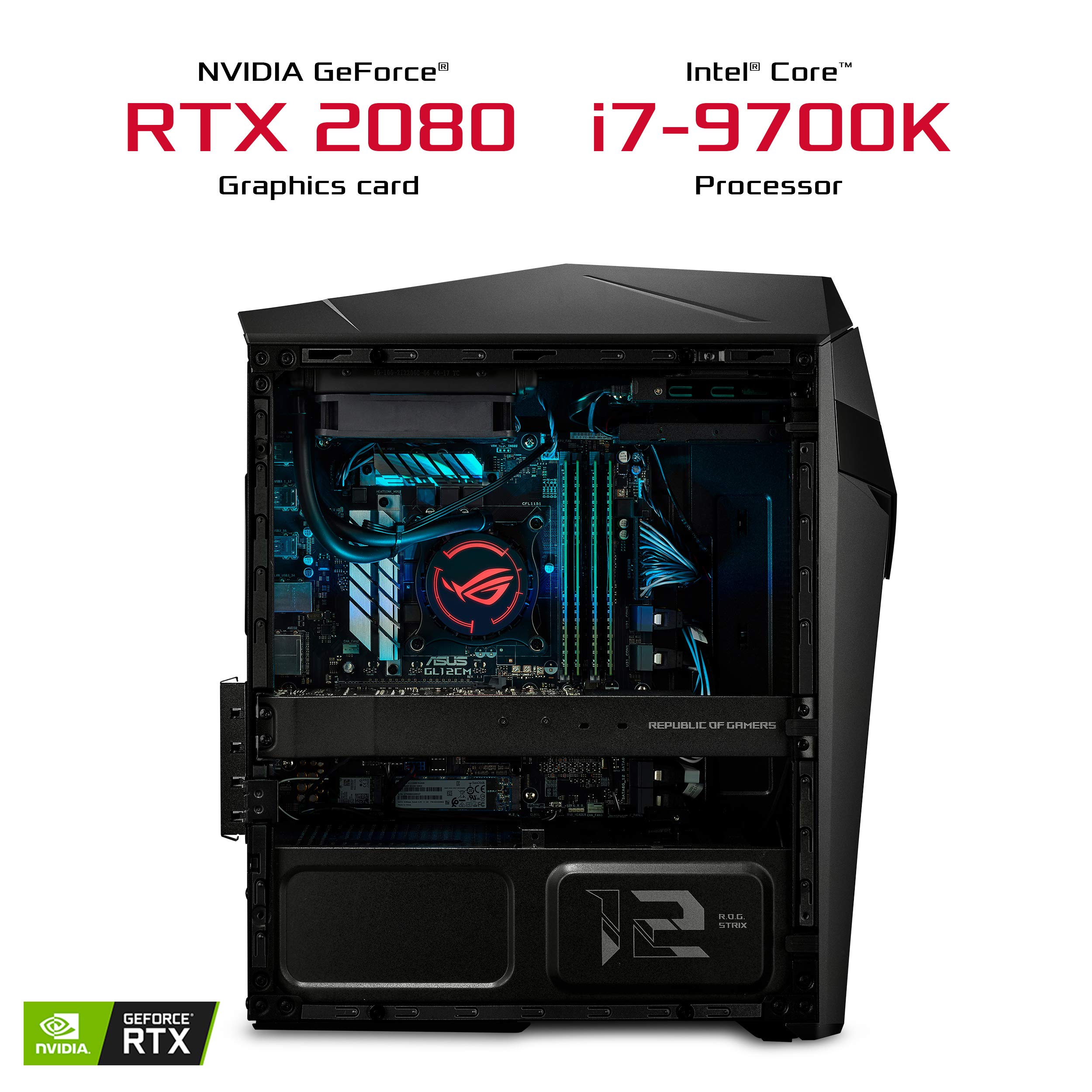 ROG Strix GL12 Gaming Desktop, Overclocked 9th Gen 8-Core Intel Core i7-9700K, NVIDIA GeForce RTX 2080 8GB, 16GB DDR4 RAM, 1TB M.2 SSD, Windows 10 Pro, Iron Grey, GL12CX-XB781