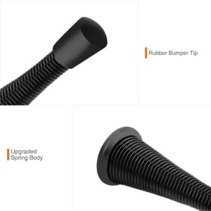 KOVOSCH 2 Pack Upgraded Spring Door Stoppers Black - Flexible Heavy Duty Screw-in Door Stop Spring, Wall Door Stopper with Black Bumper Tips