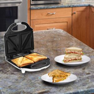 J-Jati Sandwich Maker, Panini Press + Electric Sandwich Maker Toasting, Grilling, Waffles, Omelettes, Breakfast, Lunch, dinner, Sandwich Toaster, white