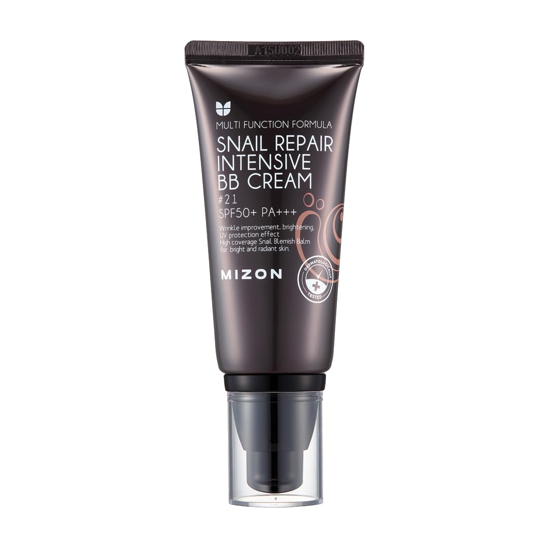 MIZON Snail Repair Blemish Balm, Multifunctional BB Cream with Snail Mucus Filtrate, Skin Care and Makeup Coverage, Strenghtens Skin Elasticity, Improves Fine Wrinkles(#21)