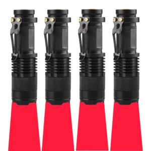 raysoar 4 pack red light flashlight, 3 modes red lde flashlight red flashlight for astronomy, night observation and outdoor activities