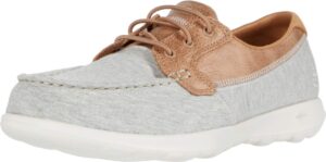 skechers women's go walk lite-136071 boat shoe, gray, 5 medium us