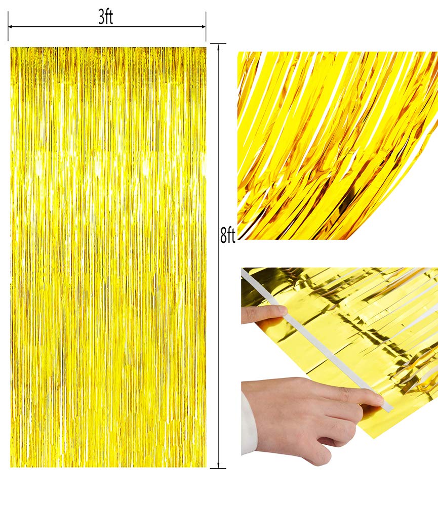 Gold 50th Birthday Decorations kit- Cheers To 50 Years Banner Balloons and Cake Topper, Happy Birthday Sash, Gold Tinsel Foil Fringe Curtains, for Birthday&Anniversary Decorations