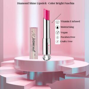 Nuest Diamond Shine Metallic Sparkle Lip Color with Vitamin E Cosmetics, Easy Application, High Pigment Full Coverage in 8 Glittery Shades, Cruelty Free, Vegan (Sweet Berry)