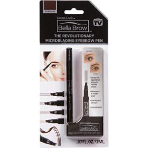 bella brow by dream look, microblading eyebrow pen with precision applicator (single pack - dark brown) – as seen on tv, natural looking, smudge proof, waterproof, long lasting