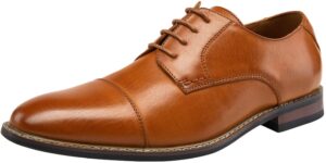 jousen men's dress shoes cap toe oxford classic formal derby shoes business oxfords (amy603 yellow brown 11)