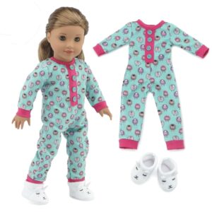 emily rose 18 inch doll pjs pajamas gift set | 18" doll sleeping clothes - 2 pc set, with fun 18-in doll lamb slippers! | gift boxed! | compatible with 18-inch american girl dolls