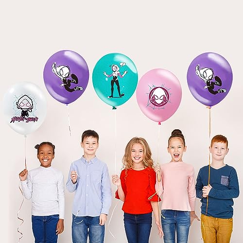 32pcs Spider Girl Latex Balloons，Female Spidey Theme Party Supplies, Female Spider girl Birthday Party Decoration for Girls