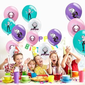 32pcs Spider Girl Latex Balloons，Female Spidey Theme Party Supplies, Female Spider girl Birthday Party Decoration for Girls