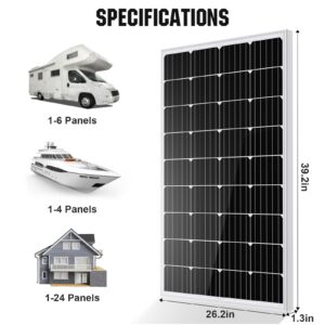 ECO-WORTHY 120W 12V Solar Panel, High Efficiency Mono Module for Motorhome Caravan Camper Shed Boat Yacht Off Grid Solar System Backup Power