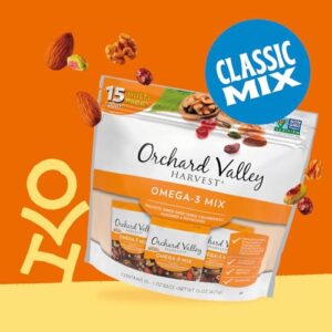 Orchard Valley Harvest Omega-3 Mix, 1 Ounce Bags (Pack of 15), Walnuts, Cranberries, Almonds, and Pistachios, Gluten Free, Non-GMO, No Artificial Ingredients