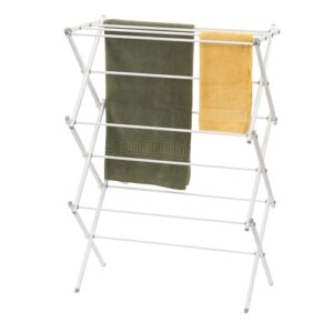 household essentials 5119-1 indoor metal clothes drying rack for laundry, 15", white/white