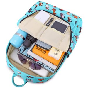 abshoo Lightweight Cute Dog Backpacks For School Kids Boys Girls Backpack With Lunch Bag (Set Dog Teal)