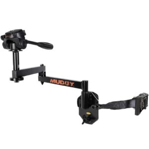 muddy hunt hard compact durable aluminum lightweight ergonomic portable easy-to-install silent outdoor camera arm | 24" reach with over 5 points of adjustment