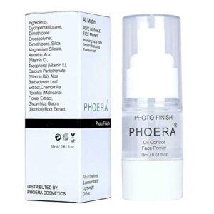 phoera face primer invisible pores base oil control added vitamins makeup base pore filler moisturiser matte finish long lasting makeup skin pore minimizer uk cosmetics aquapurity (18ml primer)