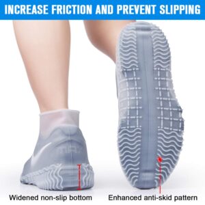 Shiwely Silicone Waterproof Shoe Covers, reusable upgraded overshoes with waterproof zipper, Resistant Rain Boots Non-Slip Washable Protection for Women, Men (L Women 7.5-11, Men 6.5-10.5), White)