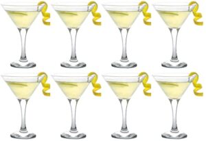 epure milano collection 8 piece stemmed martini glass set - for drinking martinis, manhattans, vodka, gin, and cocktails (martini glass (6 oz))